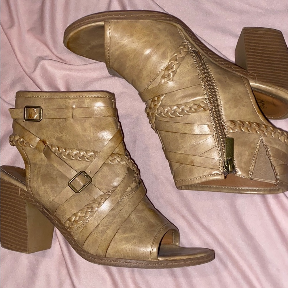 Tan Braided Women's Ankle Boots